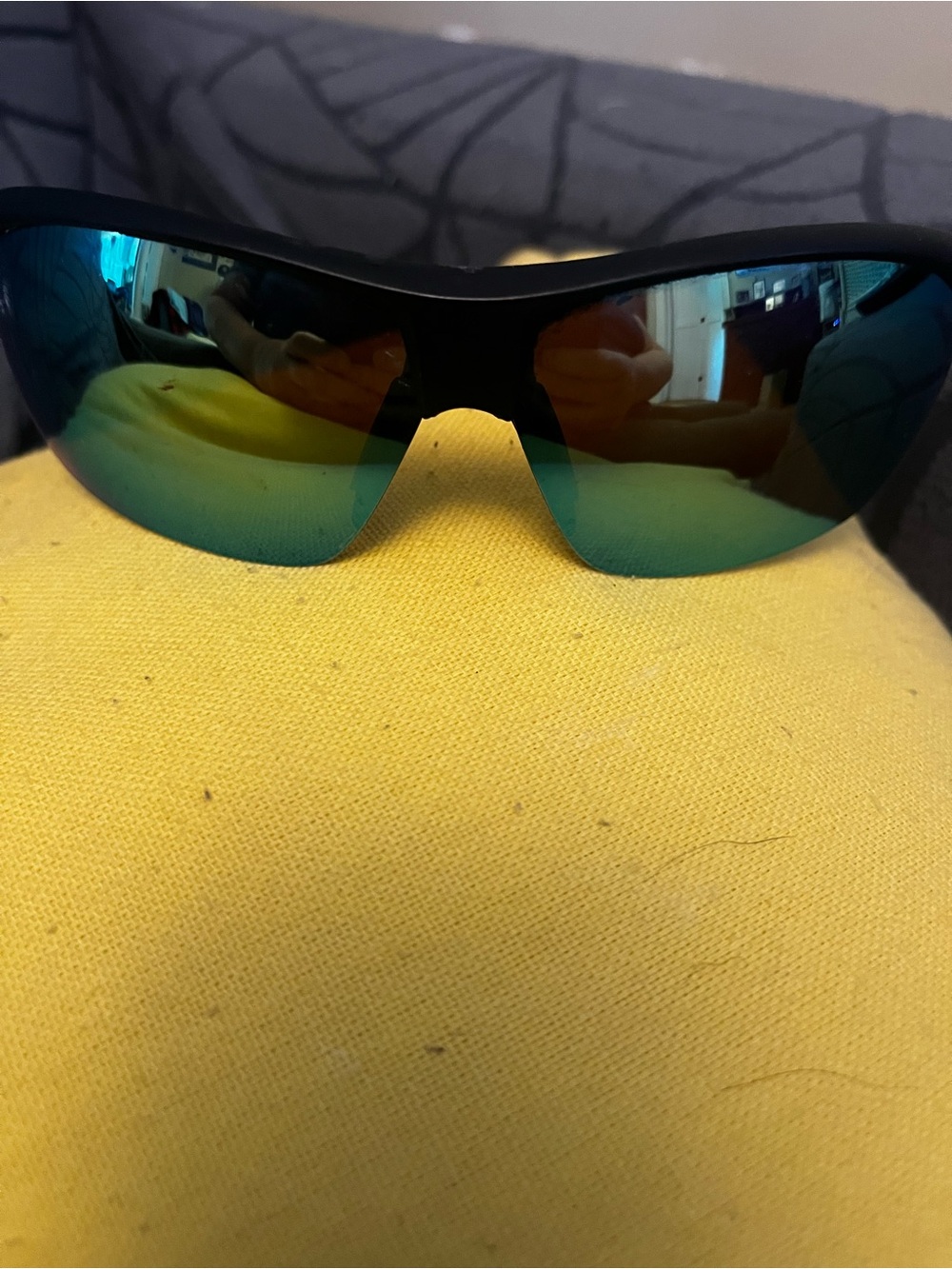 Men's Black Frame Sunglasses with Green Mirrored Lenses